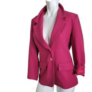 Pendleton Petite 4 virgin wool blazer jacket 2 button lining collar pockets USA